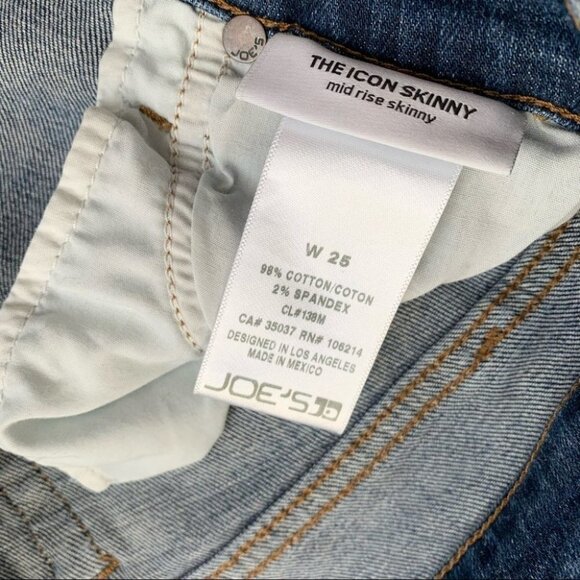 Joe's Jeans Skinny Jeans Icon Seneka Distressed Denim medium wash midrise 25 - Picture 12 of 16